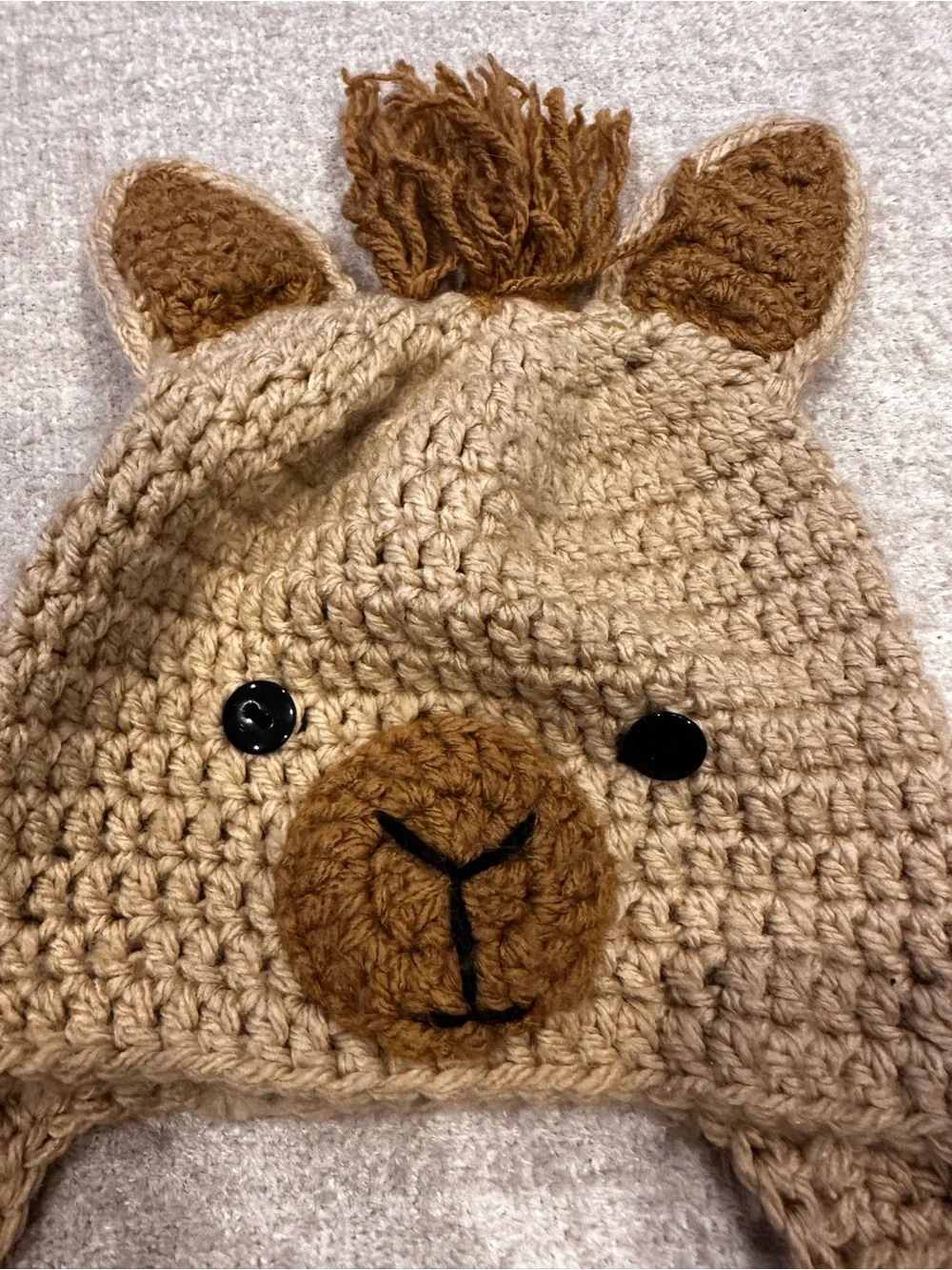 Kids Brown Crochet Animal Earflap Hat